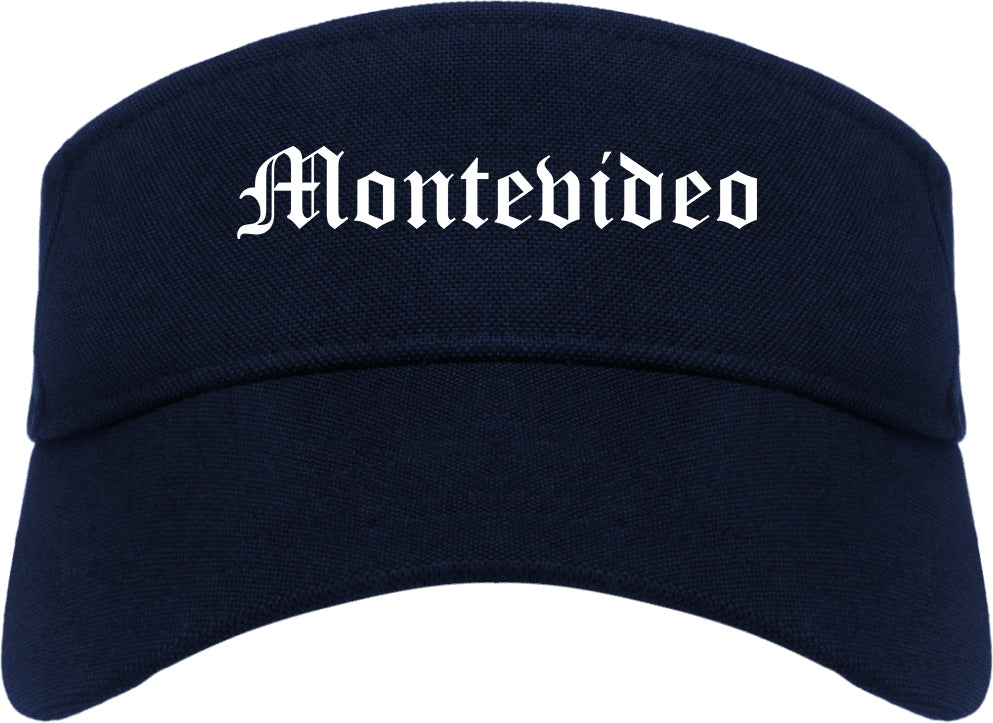 Montevideo Minnesota MN Old English Mens Visor Cap Hat Navy Blue