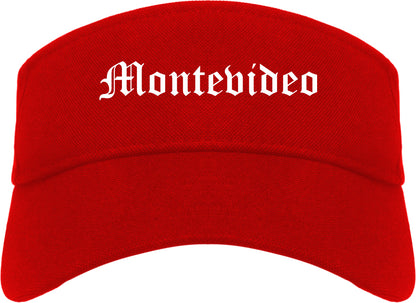Montevideo Minnesota MN Old English Mens Visor Cap Hat Red
