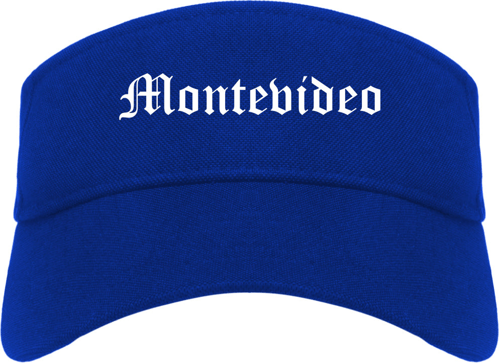Montevideo Minnesota MN Old English Mens Visor Cap Hat Royal Blue