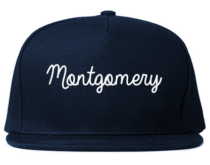 Montgomery Illinois IL Script Mens Snapback Hat Navy Blue