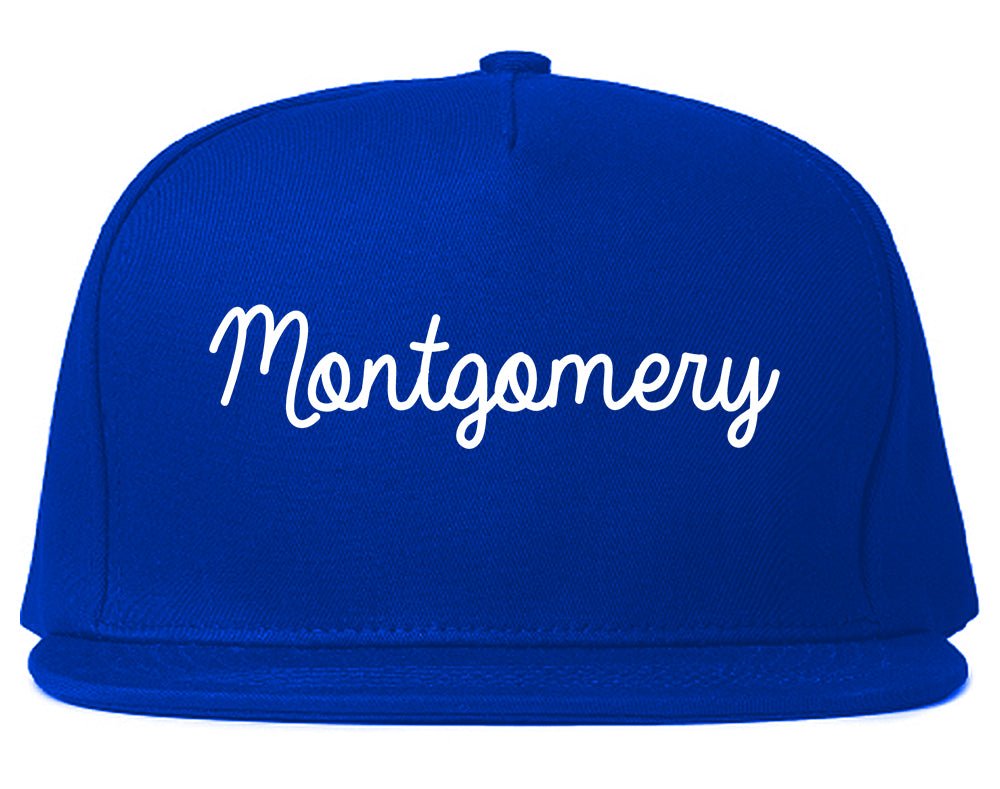 Montgomery Illinois IL Script Mens Snapback Hat Royal Blue