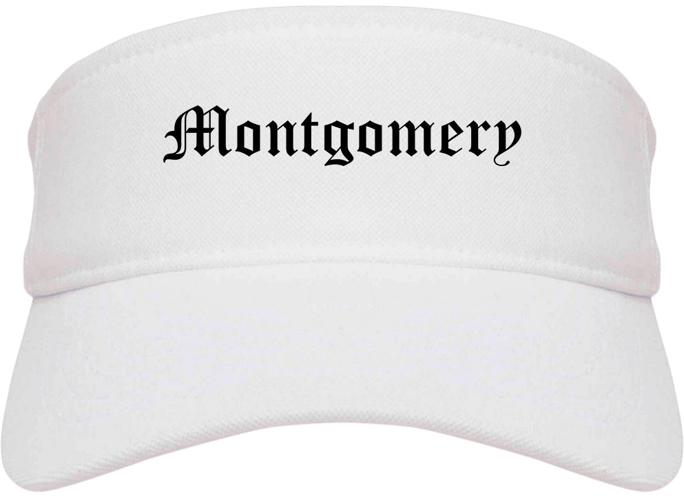 Montgomery Illinois IL Old English Mens Visor Cap Hat White