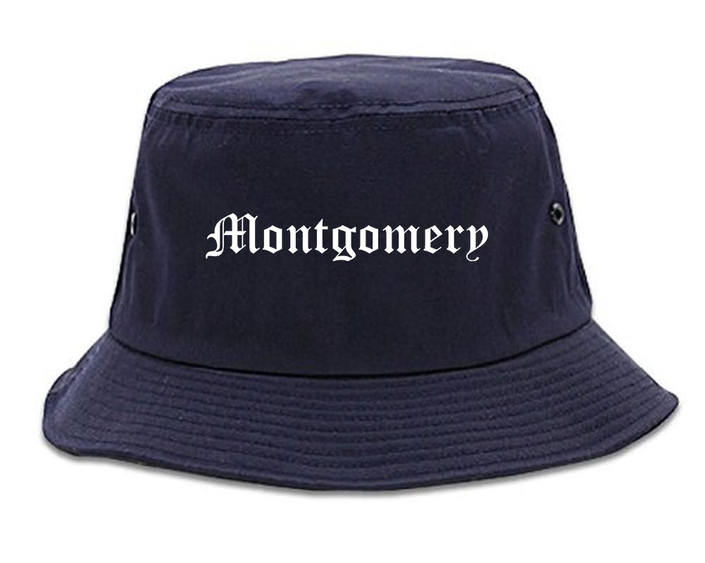 Montgomery Ohio OH Old English Mens Bucket Hat Navy Blue