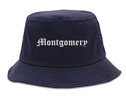 Montgomery Ohio OH Old English Mens Bucket Hat Navy Blue