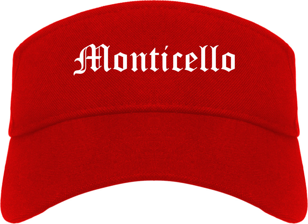 Monticello Arkansas AR Old English Mens Visor Cap Hat Red