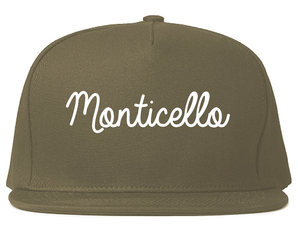 Monticello Illinois IL Script Mens Snapback Hat Grey