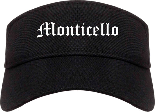 Monticello Illinois IL Old English Mens Visor Cap Hat Black