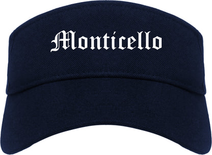 Monticello Illinois IL Old English Mens Visor Cap Hat Navy Blue