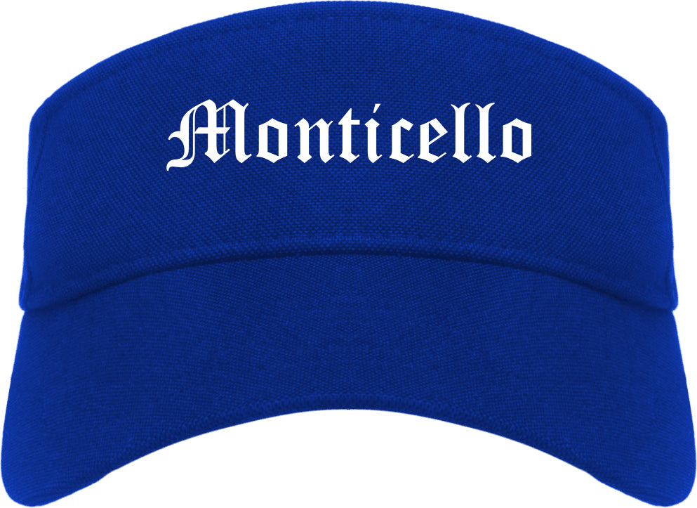 Monticello Illinois IL Old English Mens Visor Cap Hat Royal Blue
