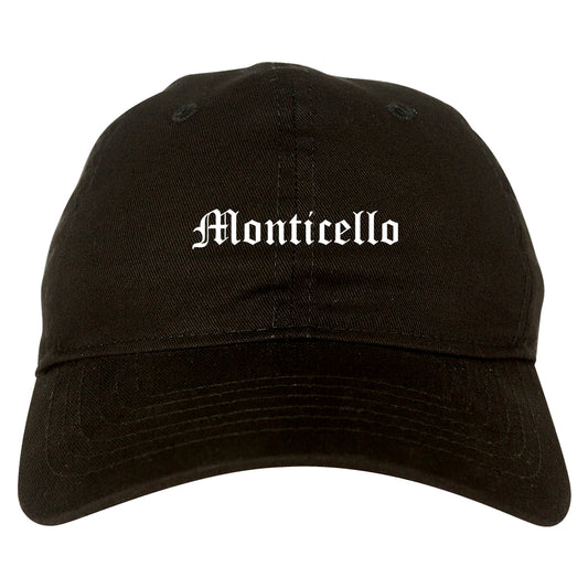 Monticello Indiana IN Old English Mens Dad Hat Baseball Cap Black