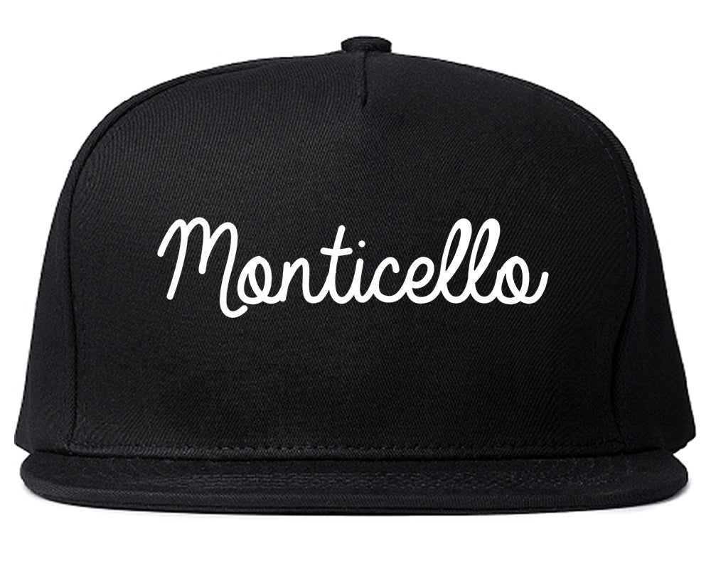 Monticello Indiana IN Script Mens Snapback Hat Black