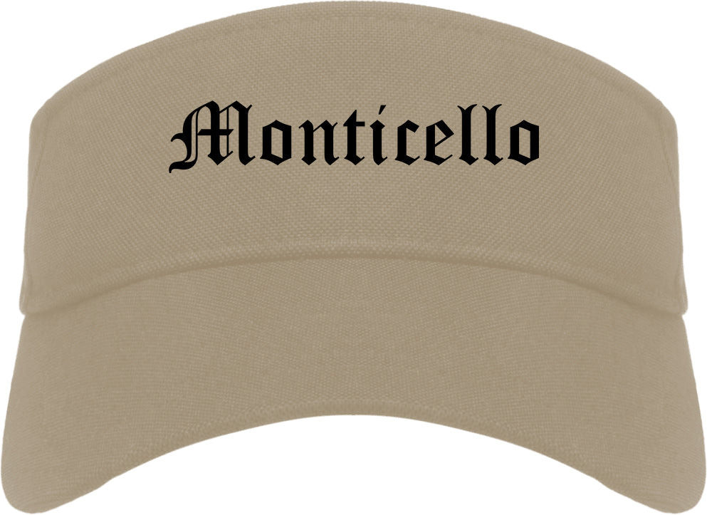 Monticello Indiana IN Old English Mens Visor Cap Hat Khaki