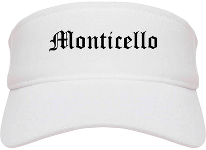 Monticello Indiana IN Old English Mens Visor Cap Hat White