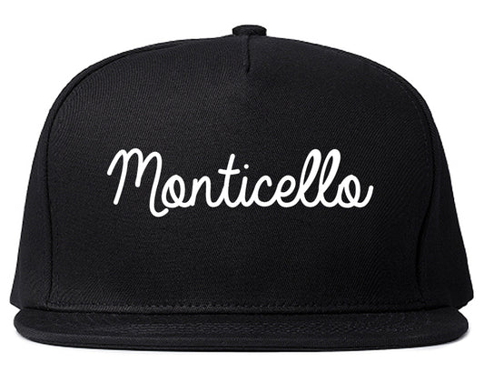 Monticello Kentucky KY Script Mens Snapback Hat Black