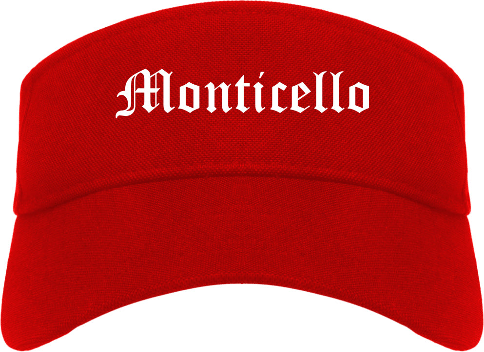 Monticello Kentucky KY Old English Mens Visor Cap Hat Red