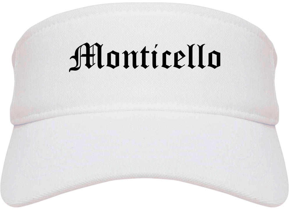 Monticello Kentucky KY Old English Mens Visor Cap Hat White