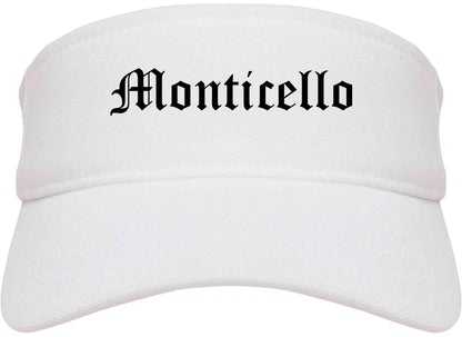 Monticello Kentucky KY Old English Mens Visor Cap Hat White