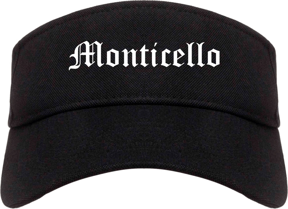Monticello New York NY Old English Mens Visor Cap Hat Black