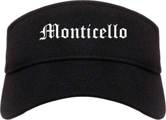 Monticello New York NY Old English Mens Visor Cap Hat Black