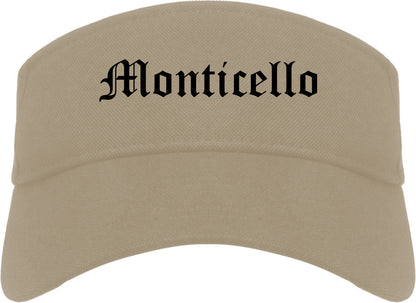 Monticello New York NY Old English Mens Visor Cap Hat Khaki