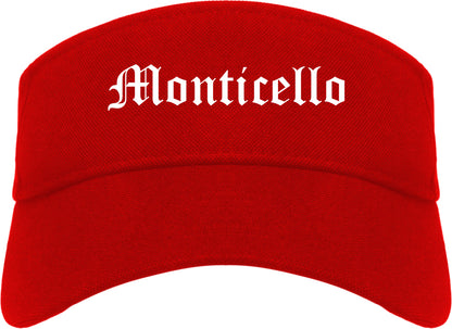 Monticello New York NY Old English Mens Visor Cap Hat Red