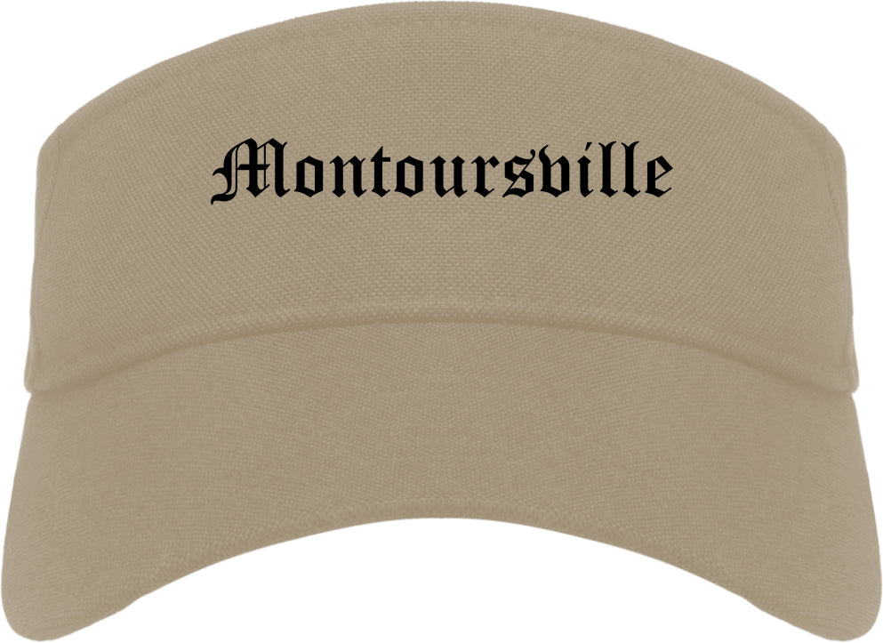 Montoursville Pennsylvania PA Old English Mens Visor Cap Hat Khaki