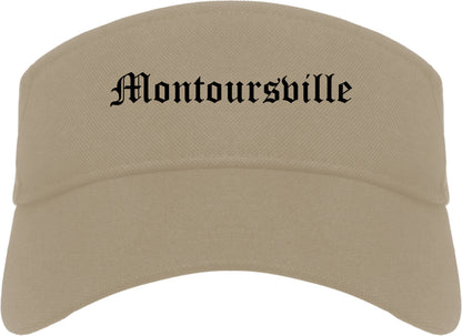 Montoursville Pennsylvania PA Old English Mens Visor Cap Hat Khaki