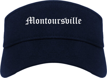 Montoursville Pennsylvania PA Old English Mens Visor Cap Hat Navy Blue