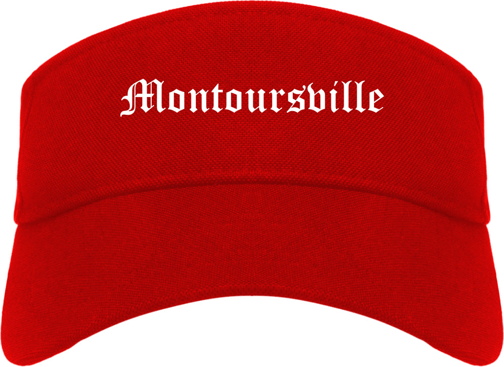 Montoursville Pennsylvania PA Old English Mens Visor Cap Hat Red