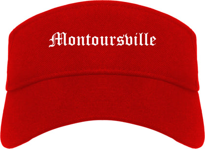 Montoursville Pennsylvania PA Old English Mens Visor Cap Hat Red
