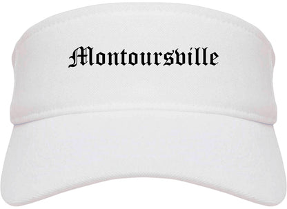 Montoursville Pennsylvania PA Old English Mens Visor Cap Hat White
