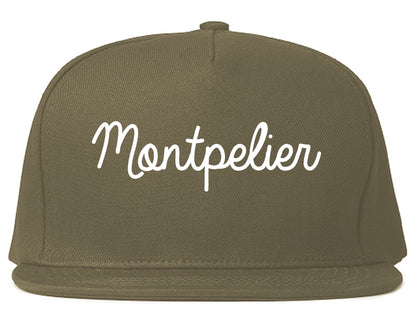 Montpelier Vermont VT Script Mens Snapback Hat Grey