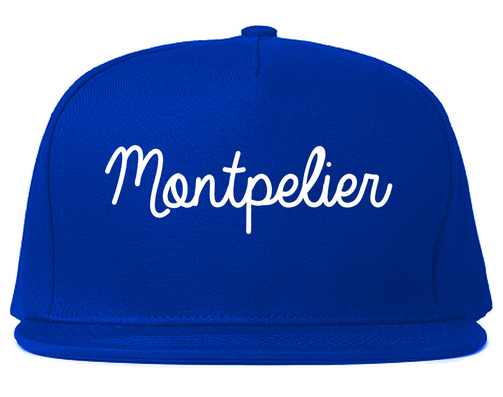 Montpelier Vermont VT Script Mens Snapback Hat Royal Blue