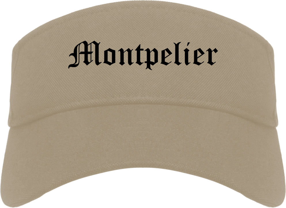 Montpelier Vermont VT Old English Mens Visor Cap Hat Khaki