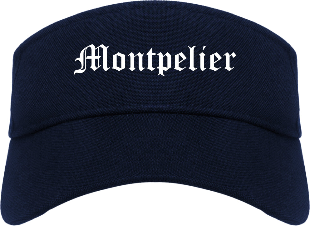 Montpelier Vermont VT Old English Mens Visor Cap Hat Navy Blue