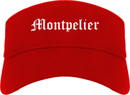 Montpelier Vermont VT Old English Mens Visor Cap Hat Red