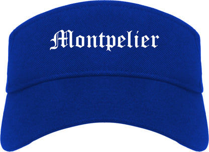 Montpelier Vermont VT Old English Mens Visor Cap Hat Royal Blue