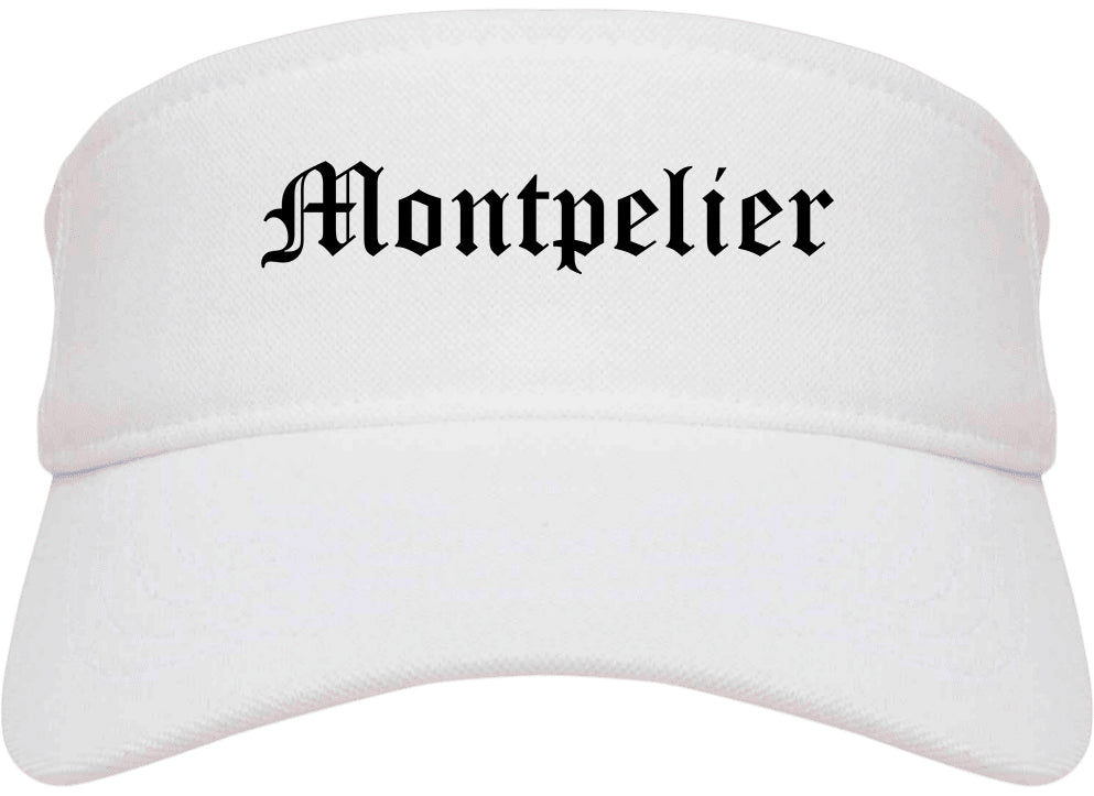 Montpelier Vermont VT Old English Mens Visor Cap Hat White