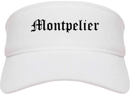 Montpelier Vermont VT Old English Mens Visor Cap Hat White