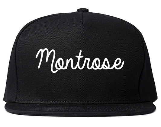 Montrose Colorado CO Script Mens Snapback Hat Black
