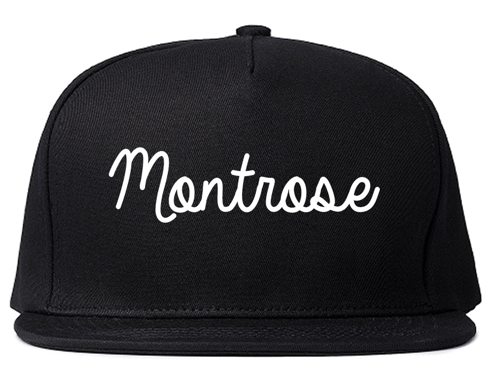 Montrose Colorado CO Script Mens Snapback Hat Black