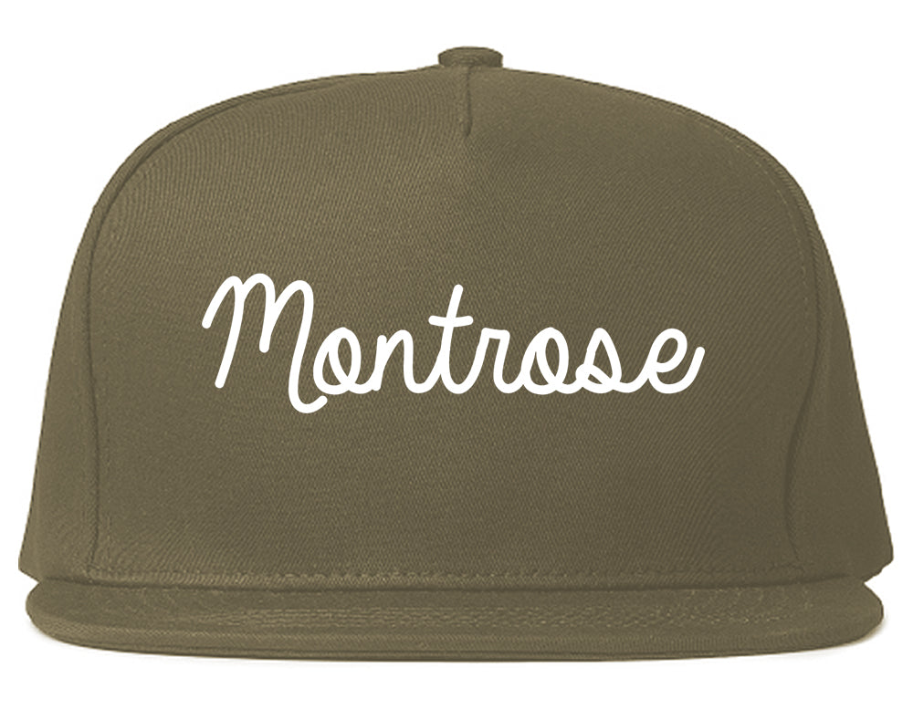 Montrose Colorado CO Script Mens Snapback Hat Grey