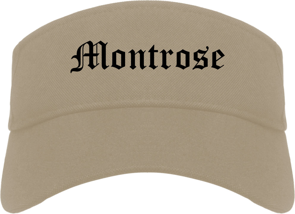 Montrose Colorado CO Old English Mens Visor Cap Hat Khaki