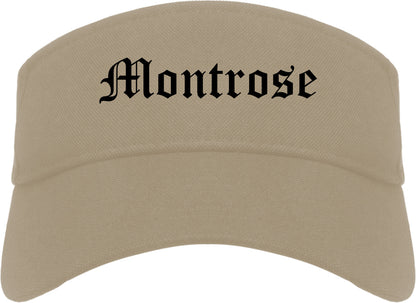 Montrose Colorado CO Old English Mens Visor Cap Hat Khaki