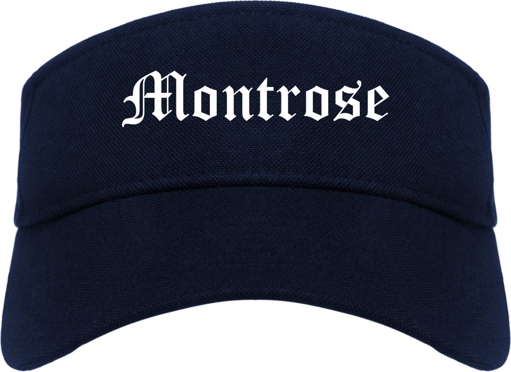 Montrose Colorado CO Old English Mens Visor Cap Hat Navy Blue