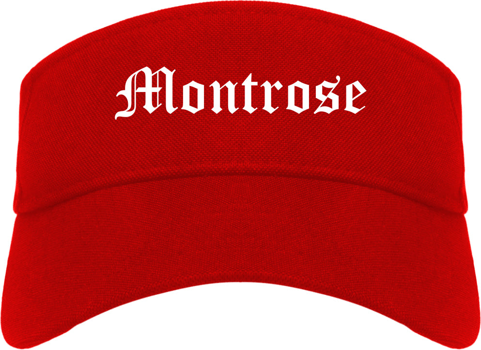 Montrose Colorado CO Old English Mens Visor Cap Hat Red