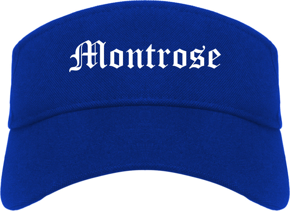 Montrose Colorado CO Old English Mens Visor Cap Hat Royal Blue