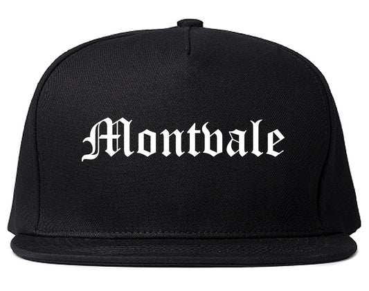 Montvale New Jersey NJ Old English Mens Snapback Hat Black