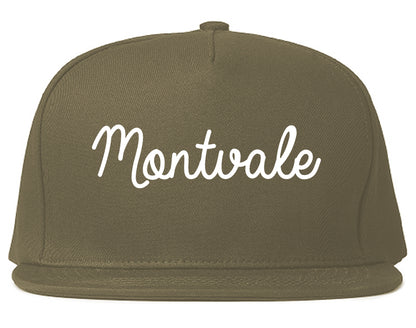 Montvale New Jersey NJ Script Mens Snapback Hat Grey
