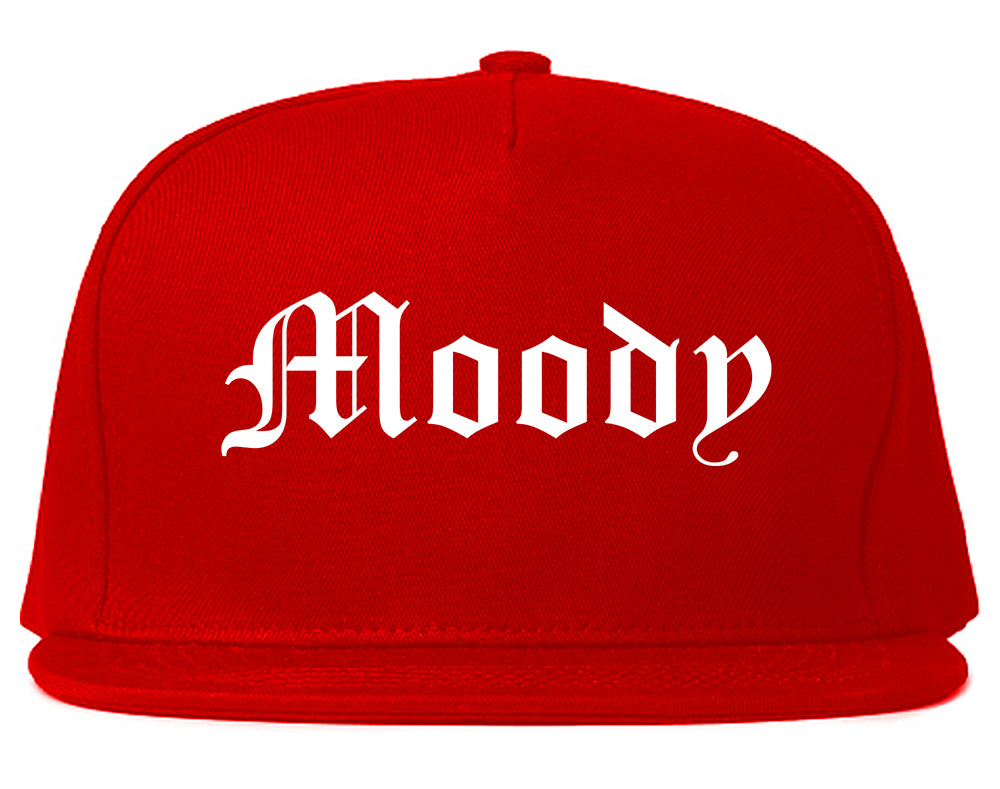 Moody Alabama AL Old English Mens Snapback Hat Red